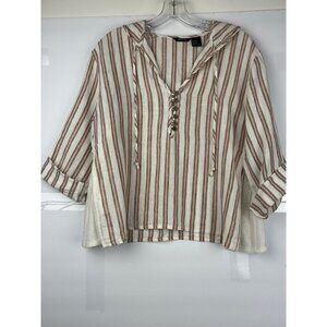 Jaime B womens linen lagen look hooded short top med